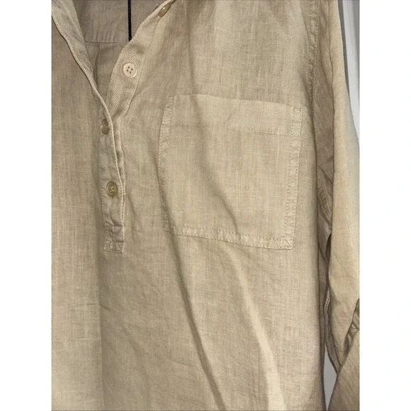 Michael Stars Eleanor Linen Shirt Dress Tan Women's Size M Retail: $178 Michael Stars Eleanor Linen Shirt Dress Tan Women's Size M Retail: $178